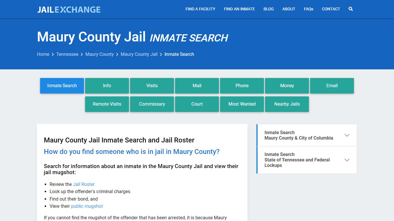 Inmate Search: Roster & Mugshots - Maury County Jail, TN